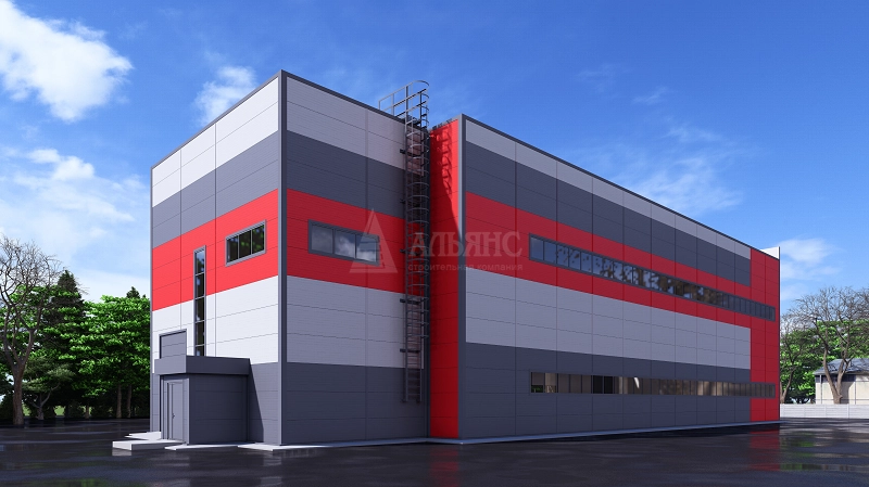 3D визуализация Производственное здание из сэндвич-панелей  - фото 1